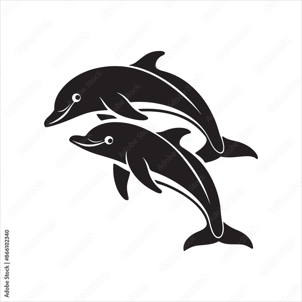 Naklejka premium Dolphin silhouette design vector Art & Illustration AI Technology 