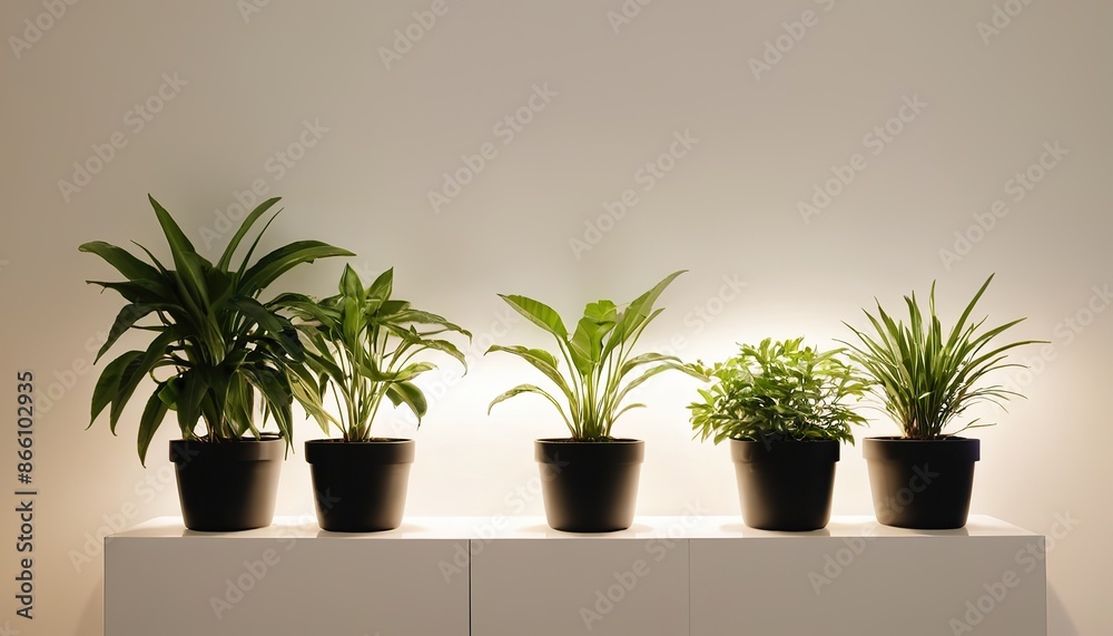 a potted plant on a table in front of a green wall with a light green wall behind it and a white vase with a green leafy plant in it. a potted plant on a table in front of a green wall with a light green wall behind it and a white vase with a green leafy plant in it.