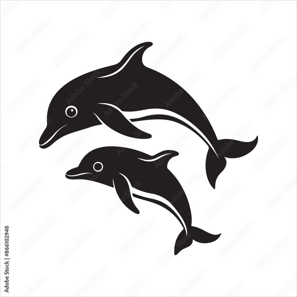 Fototapeta premium Dolphin silhouette design vector Art & Illustration AI Technology 