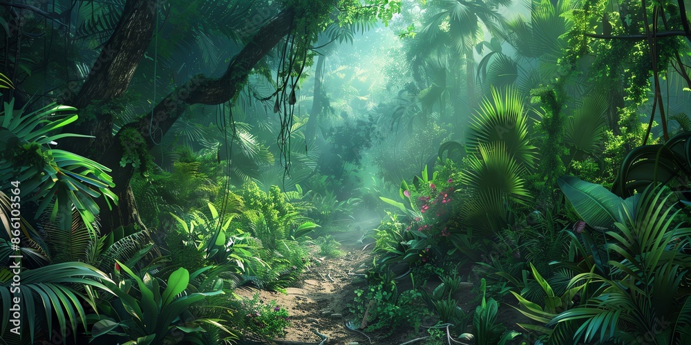 Tropical jungles of Southeast Asia Dense Jungle with Towering Trees and Lush Greenery Tropical jungles of Southeast Asia Dense Jungle with Towering Trees and Lush Greenery