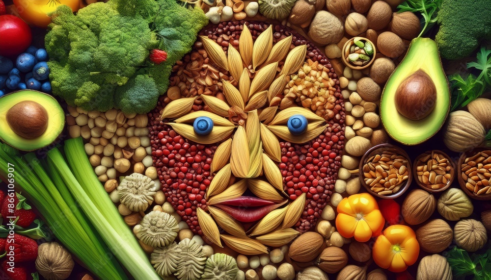 Fototapeta premium mask from the sun and fruit