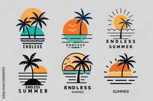 Beach logo vector set