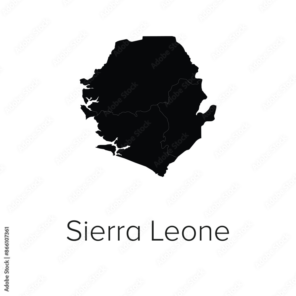 Sierra Leone Map Vector Illustration - Silhouette, Outline, Sierra ...