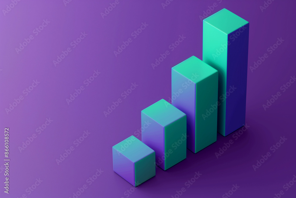 Three dimensional render of pastel colored bar graph Three dimensional render of pastel colored bar graph
