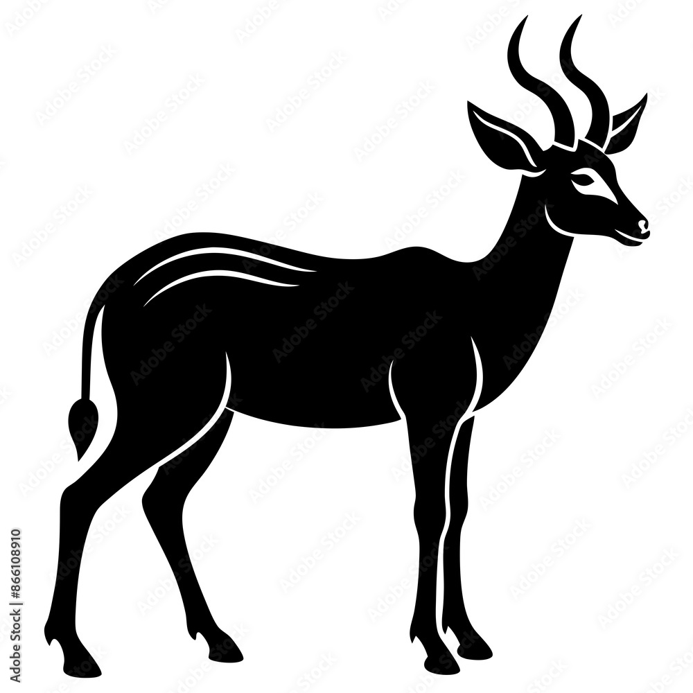 Fototapeta premium Antelope full body silhouette vector icon illustration