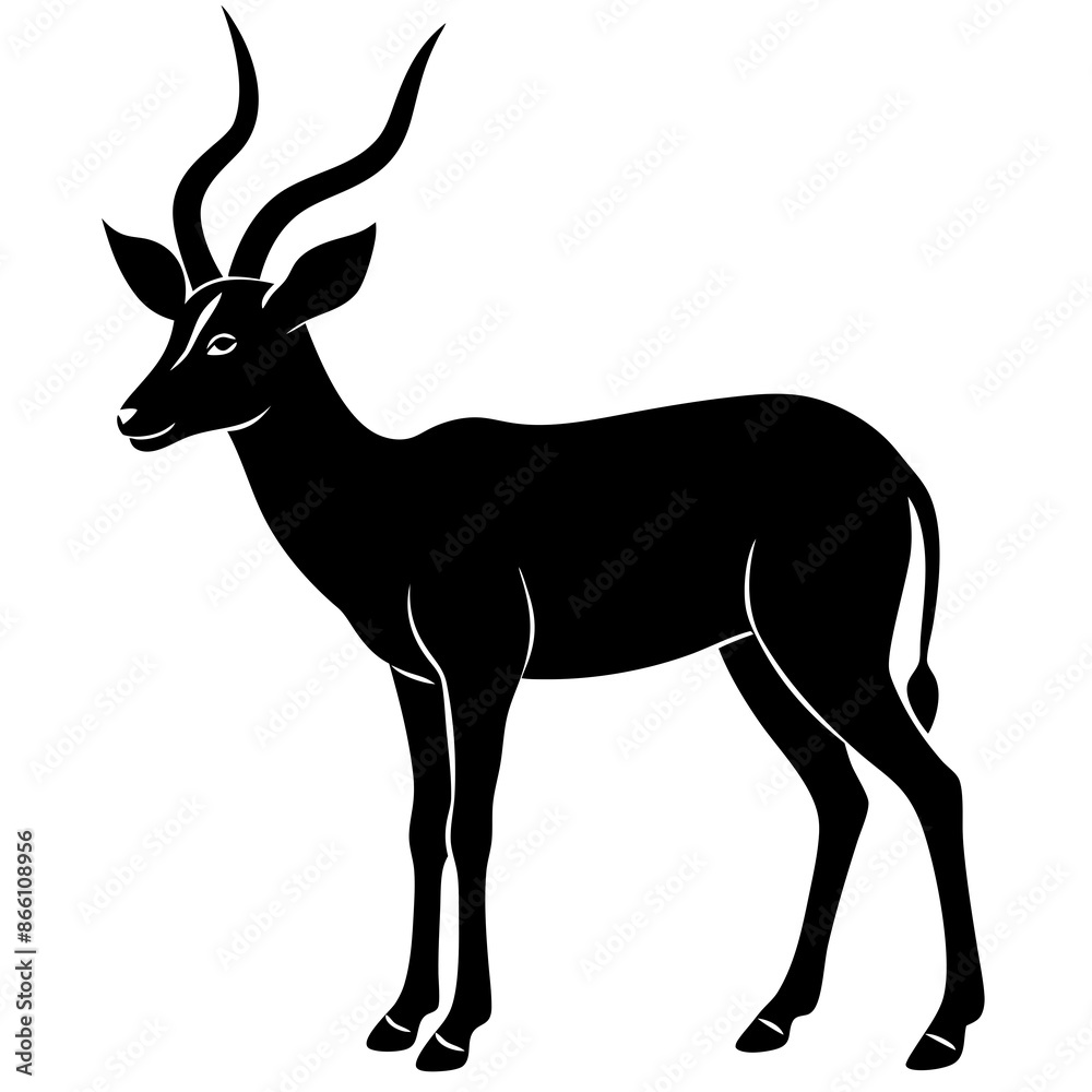 Fototapeta premium Antelope full body silhouette vector icon illustration