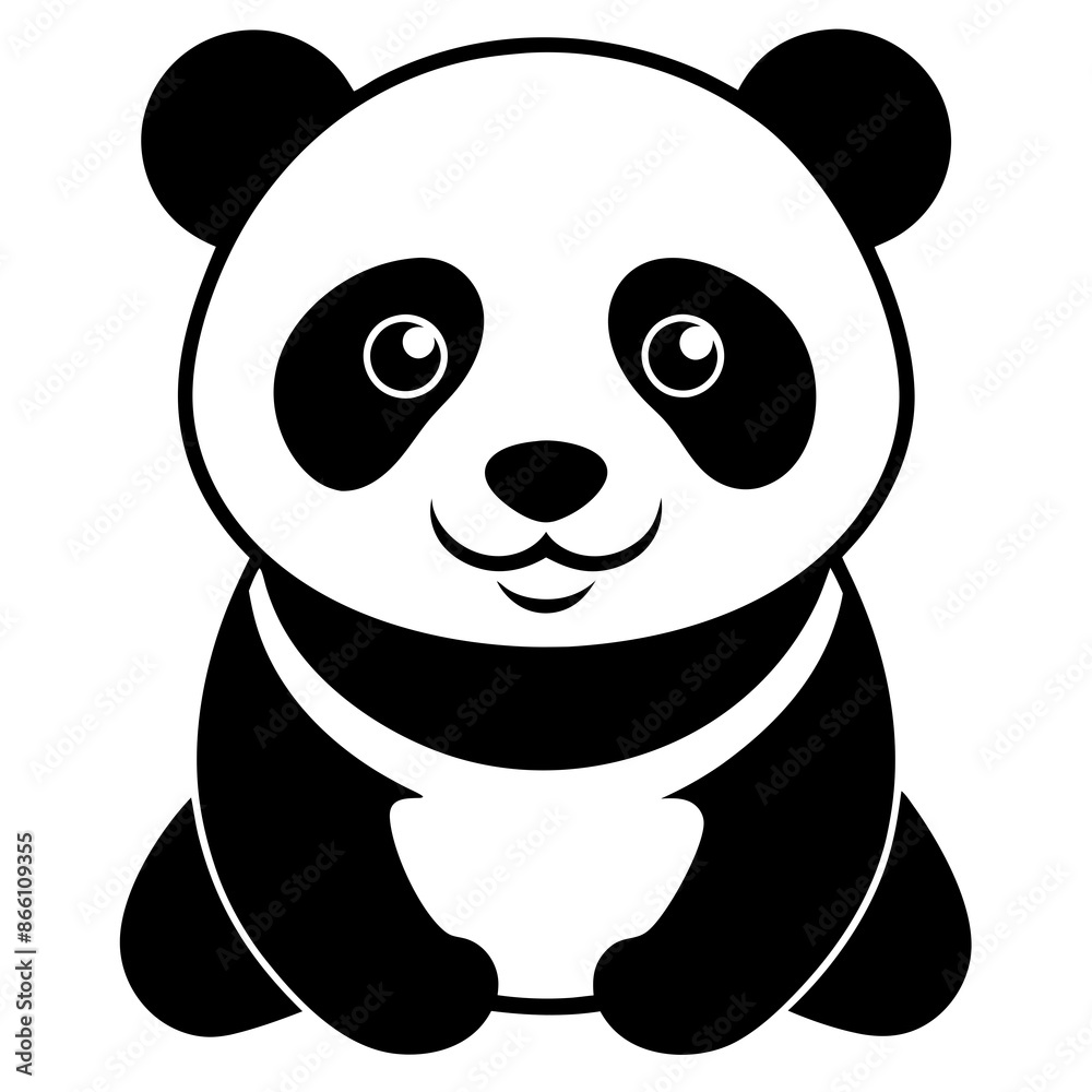 Fototapeta premium a cute panda silhouette vector art illustration