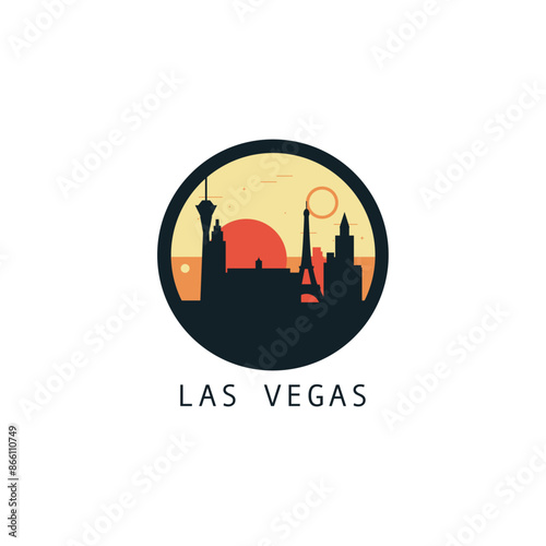 Photography Las Vegas skyline, downtown panorama logo, logotype