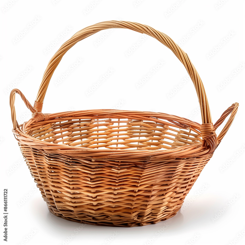 Obraz premium Wicker Basket Isolated on White Background
