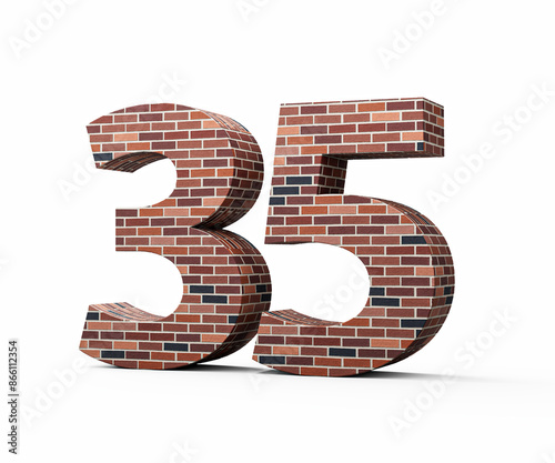 Bricks Wall Number Thirty Five 35 Digit Made Of Colored Wall Of Bricks 3D Illustration