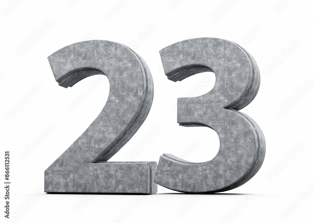Concrete Number Twenty Three 23 Digit Made Of Grey Concrete Stone White Background 3d Illustration Concrete Number Twenty Three 23 Digit Made Of Grey Concrete Stone White Background 3d Illustration
