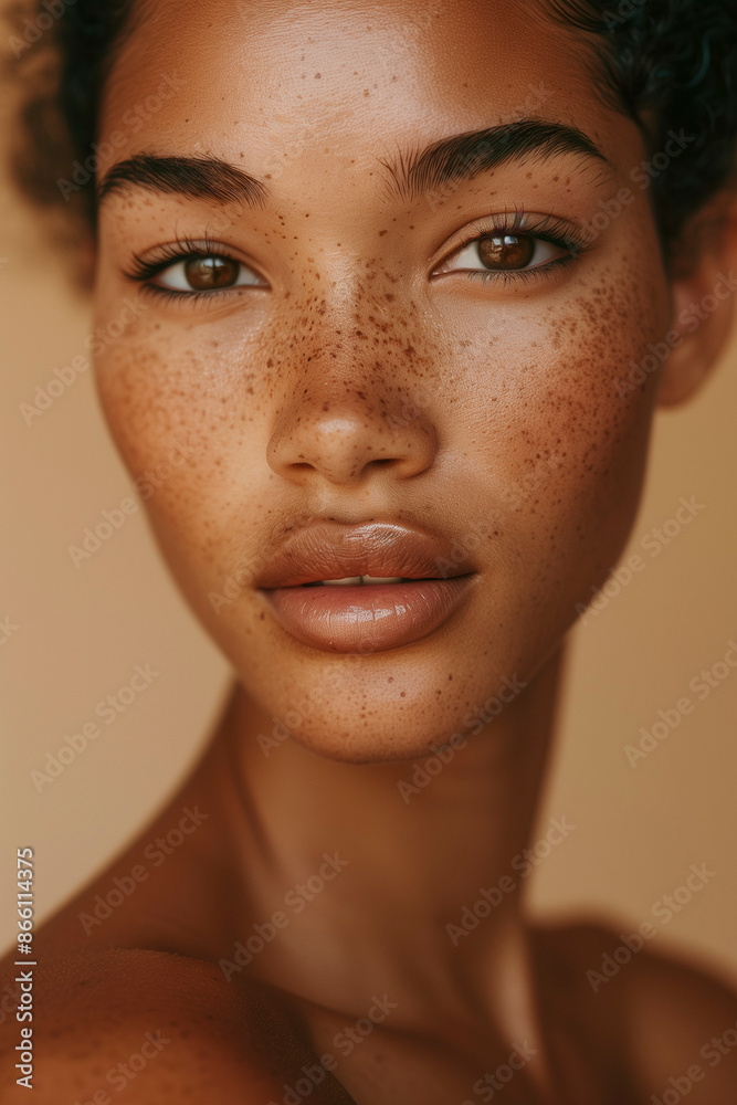 Close Up Portrait of Freckled Woman With Brown Eyes Close Up Portrait of Freckled Woman With Brown Eyes