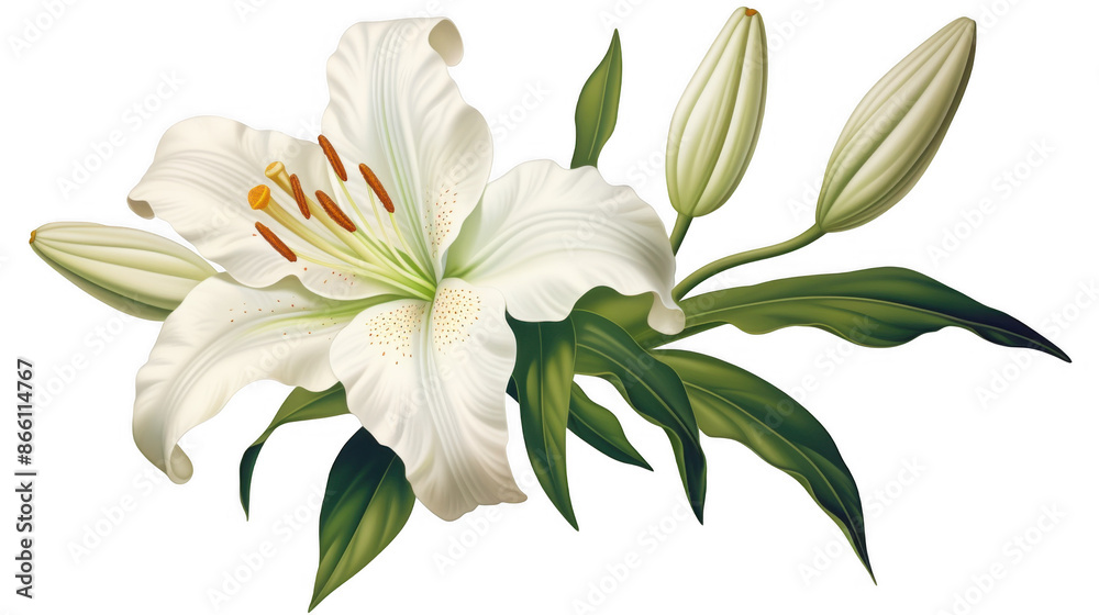 Realistic White Lily Flower Illustration