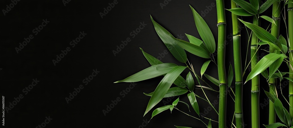 Bamboo with a dark backdrop providing copy space image.