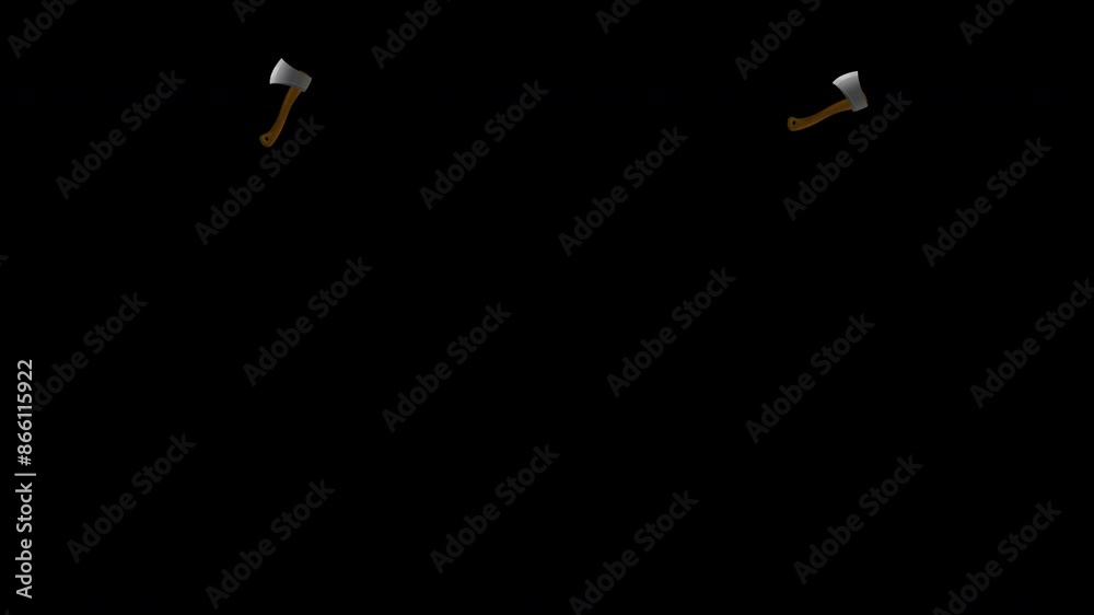 Cartoon. Two flying axes. Isolated background. Video. Cartoon. Two flying axes. Isolated background. Video.