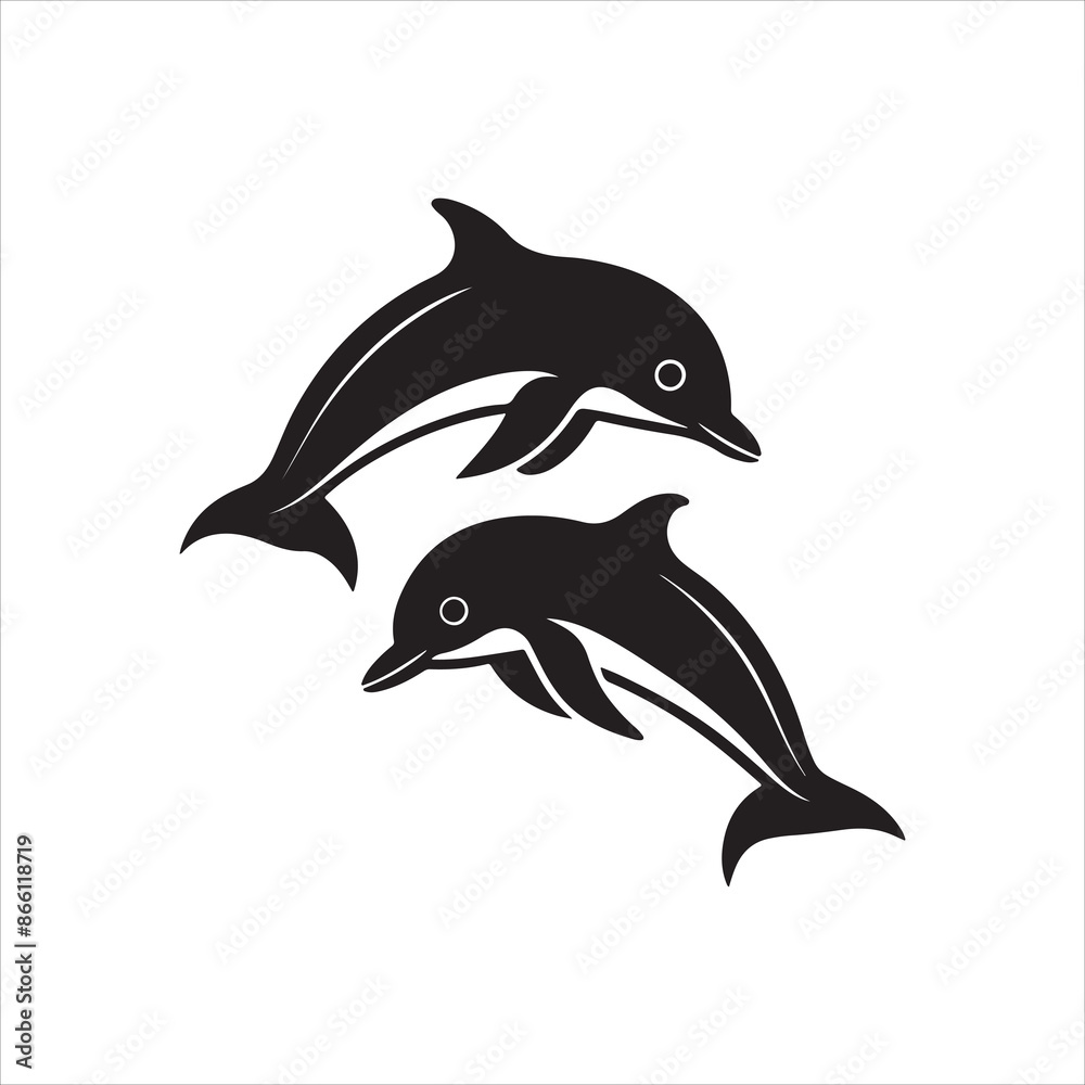 Obraz premium Dolphin silhouette design vector Art & Illustration AI Technology 