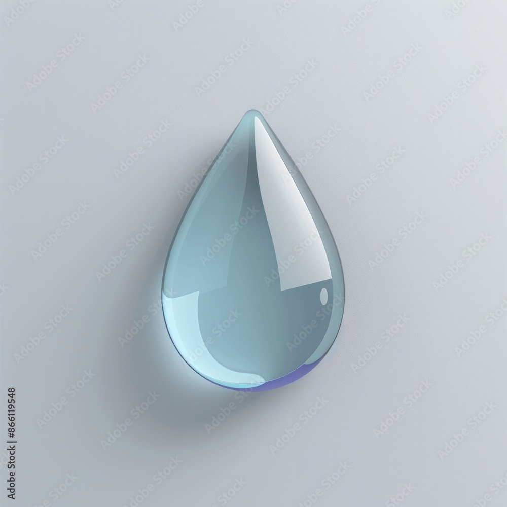 A soft blue water droplet icon against a light grey background, AI Generative A soft blue water droplet icon against a light grey background, AI Generative