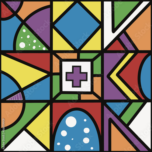Colorful Ndebele and shapes and elements ,seamless pattern ,prints background
