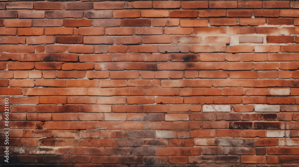 Old Red Brick Wall Texture, Rustic Background, Industrial Aesthetic with Copy Space Old Red Brick Wall Texture, Rustic Background, Industrial Aesthetic with Copy Space