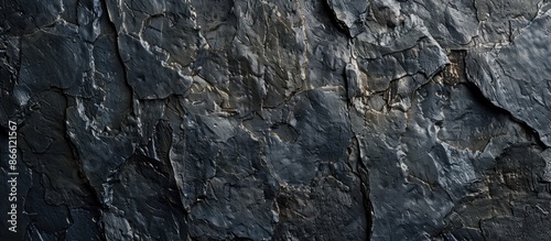 A wall with a textured black surface featuring shadowed edges, suitable for a copy space image.