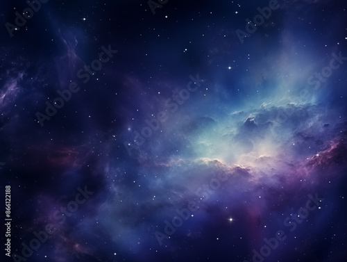 Stunning Cosmic Nebula, Deep Space, Purple and Blue Galactic Scene with Copy Space