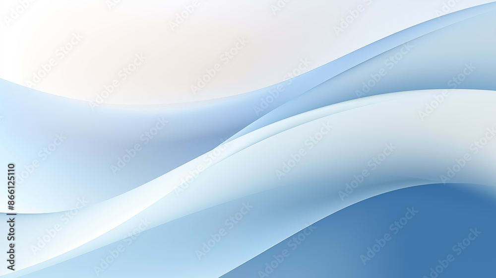 Fototapeta premium Minimalistic Abstract Wave Design, Soft Blue and White, Clean Background with Copy Space