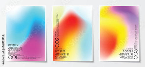 Gradient blurred backgrounds set modern abstract colorful patterns graphic. Design template collection for cover and poster. Vector illustration