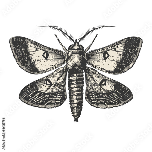 moth vintage engraved illustration 
