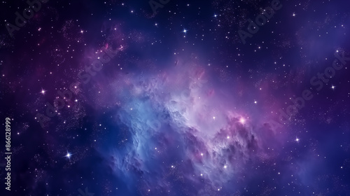 Stunning Cosmic Nebula, Purple and Blue, Outer Space Scene with Copy Space