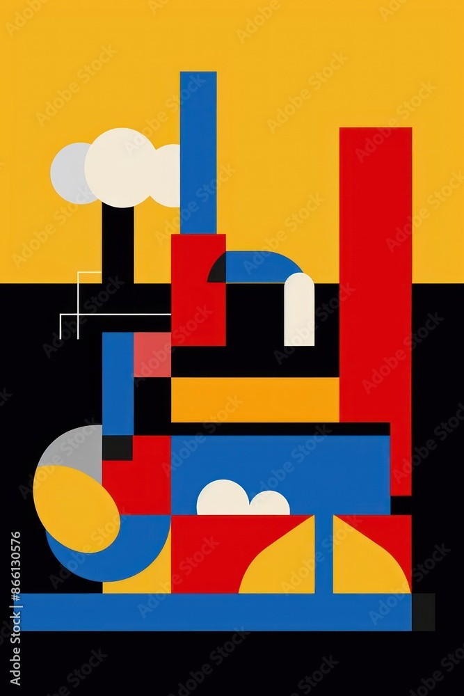 Obraz premium Grid illustration representing of Smokestacks painting art modern art.