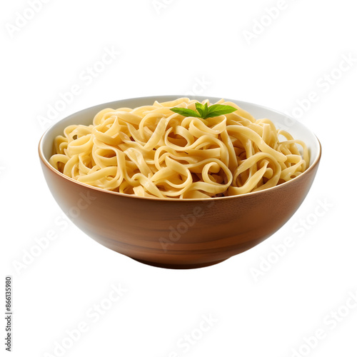 bowl of cooked noodles on transparent png background