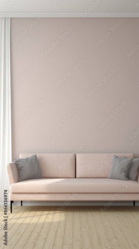 Fototapeta premium Aesthetic sofa in living room wallpaper architecture furniture building.