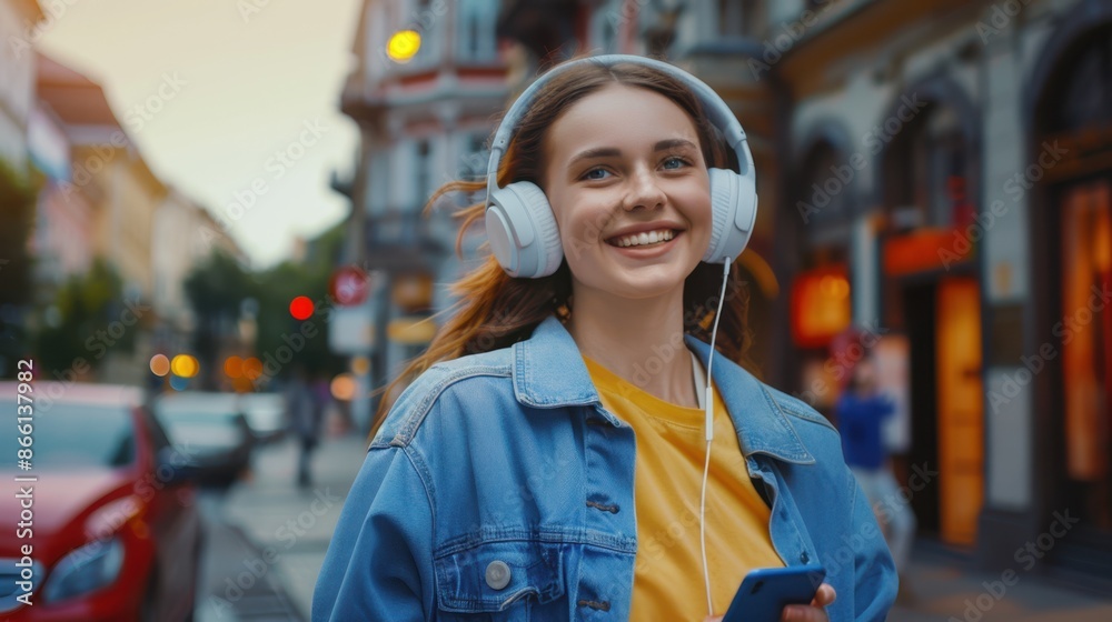 The girl with headphones The girl with headphones