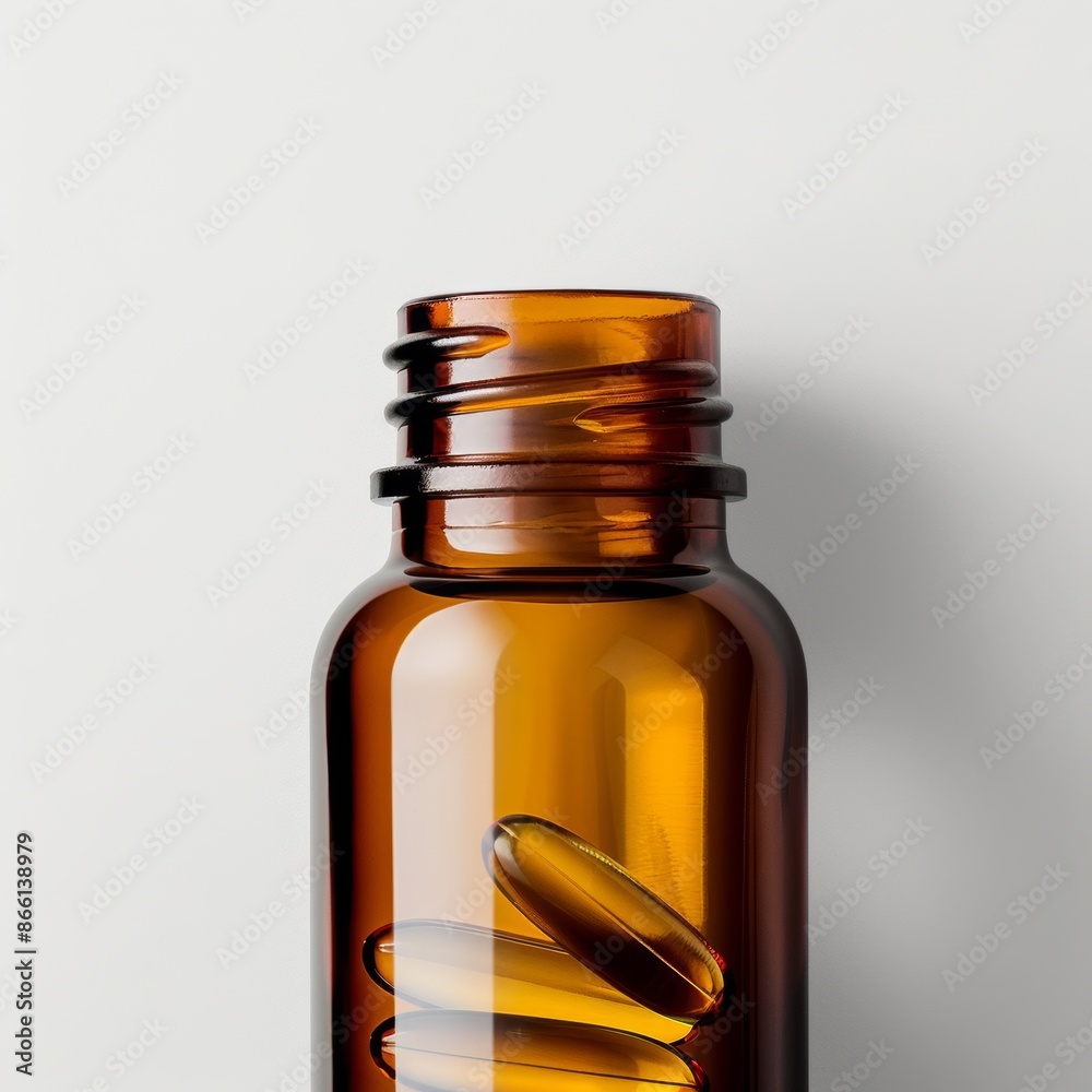 Minimalist close-up of saw palmetto supplement bottle on white background Concept of natural herbal remedy for health and wellness Minimalist close-up of saw palmetto supplement bottle on white background Concept of natural herbal remedy for health and wellness