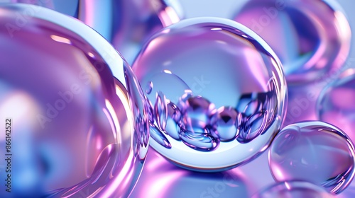 Abstract close-up of iridescent spheres. © Vector