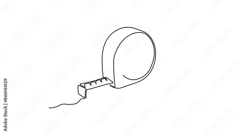 Self drawing animation one continuous line draw, logo, tape measure
