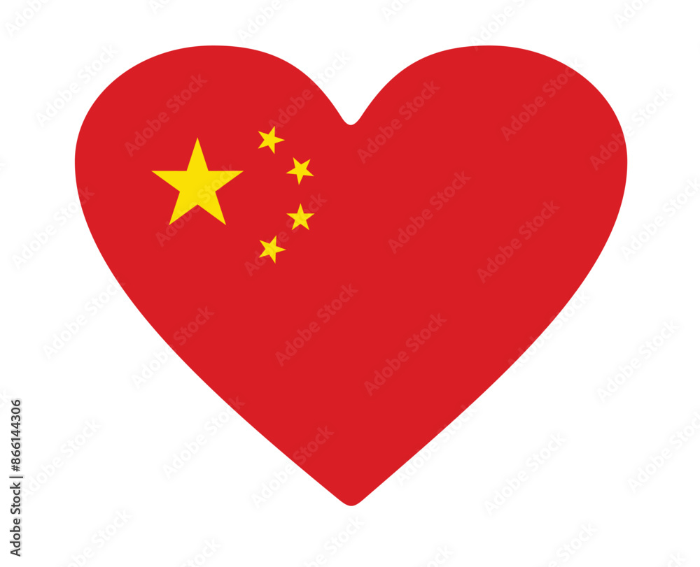 China flag heart shaped. vector China flag heart shaped. vector