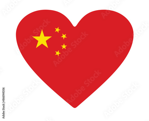Free Download China flag heart shaped. vector - GFXLoad