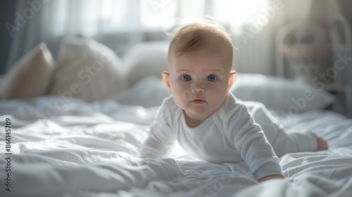 The baby on white bed © HelenP