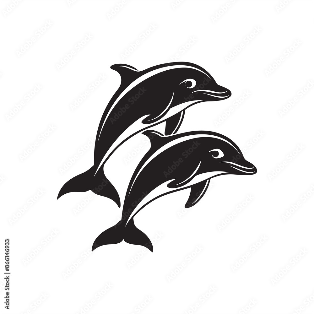 Dolphin silhouette design vector Art & Illustration AI Technology Dolphin silhouette design vector Art & Illustration AI Technology