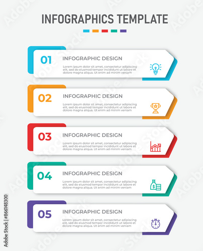 Vector Infographic design with icons and 5 options or steps. Infographics for business concept. Can be used for presentations banner, workflow layout, process diagram, flow chart, info graph