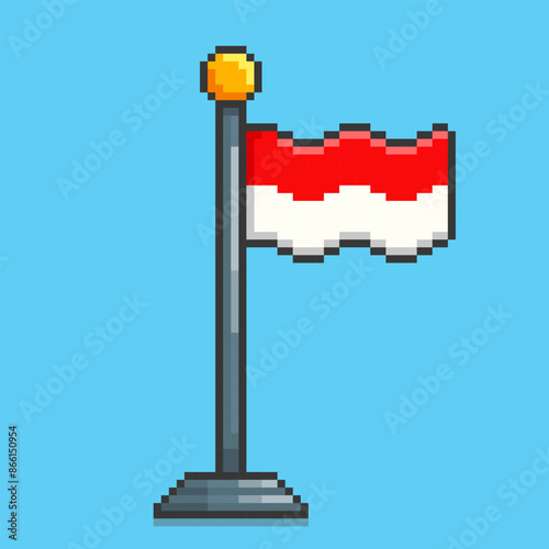 Pixel art flag of indonesia game asset design
