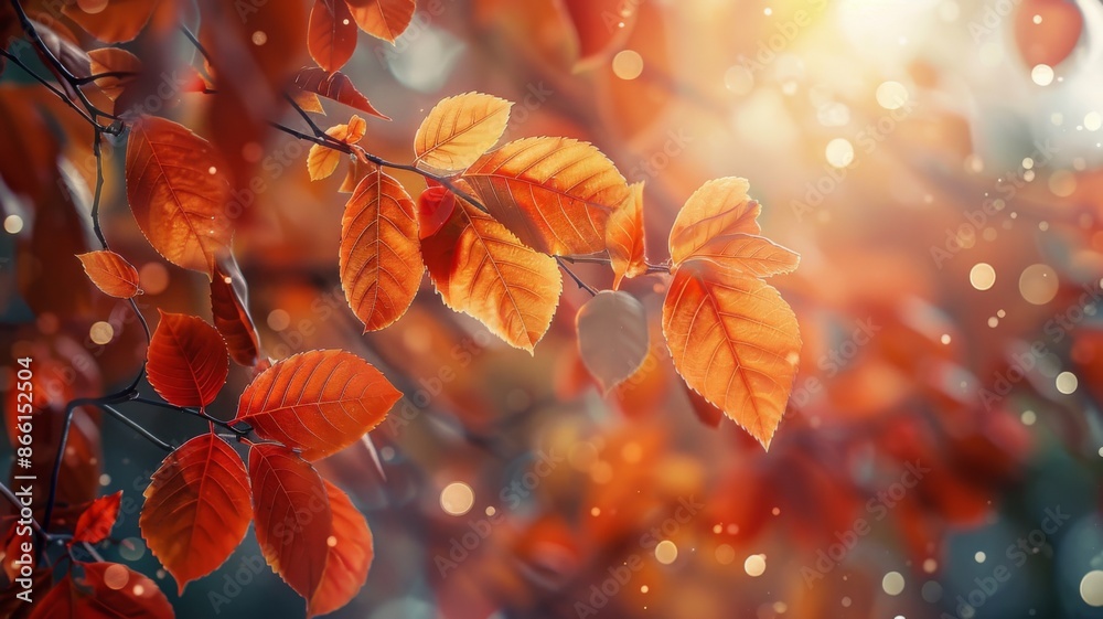 Vibrant Autumn Leaves Glowing in Golden Sunlight. A Stunning Display of Fall Colors Vibrant Autumn Leaves Glowing in Golden Sunlight. A Stunning Display of Fall Colors
