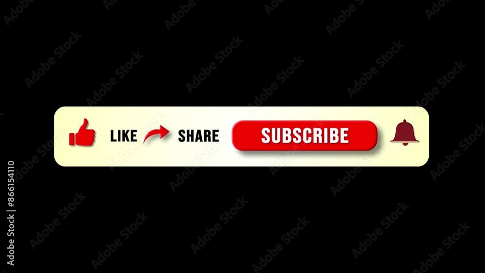 4k subscribe lower third button animation YouTube channel. Social Media. Like, Comment, Share Subscribe Button. Mouse clicking like button, subscribe bell notification. Social media interface