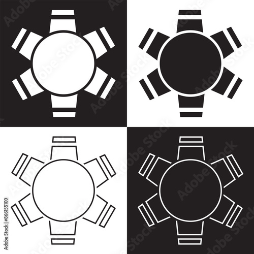 Vector round table icon. Round Table Icon Object, Round Table Icon Picture, Round Table Icon Image.  isolated on white and black background. EPS 10	
