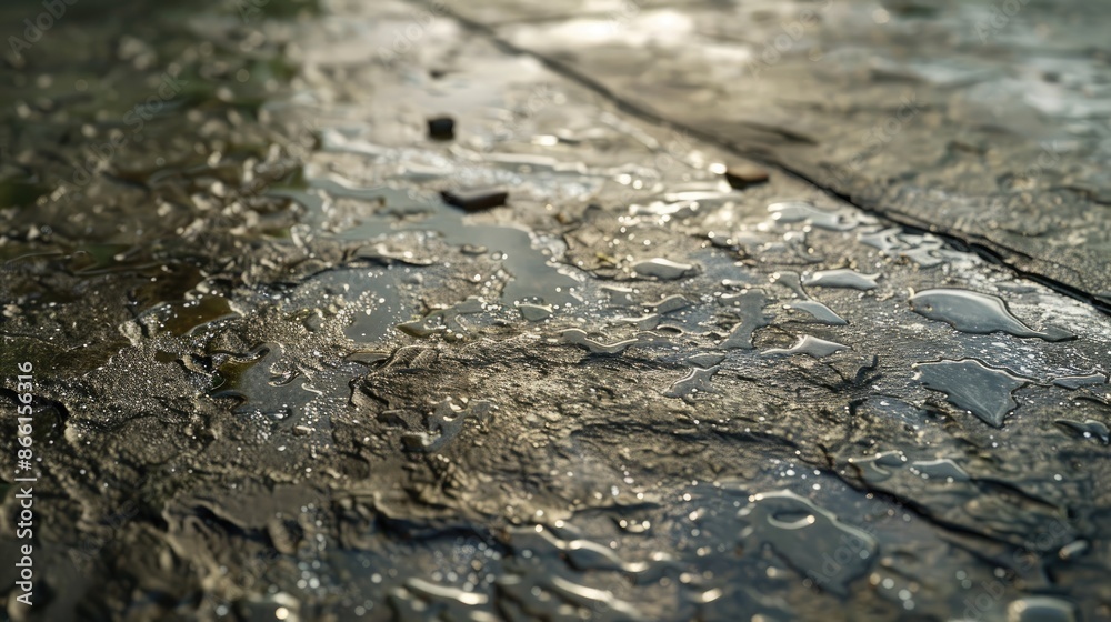 Small amount of water on concrete ground Small amount of water on concrete ground