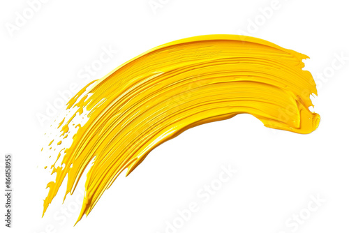 A yellow paint brush stroke png on transparent background photo