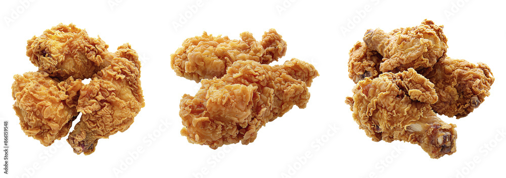 Fresh delicious fried chicken set on transparent background. Fresh delicious fried chicken set on transparent background.
