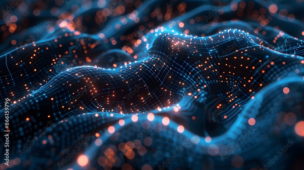 Neural circuit pathways lighting up in an electronic cyber brain, integrated with quantum computing, representing advancements in biotechnology and machine learning Neural circuit pathways lighting up in an electronic cyber brain, integrated with quantum computing, representing advancements in biotechnology and machine learning