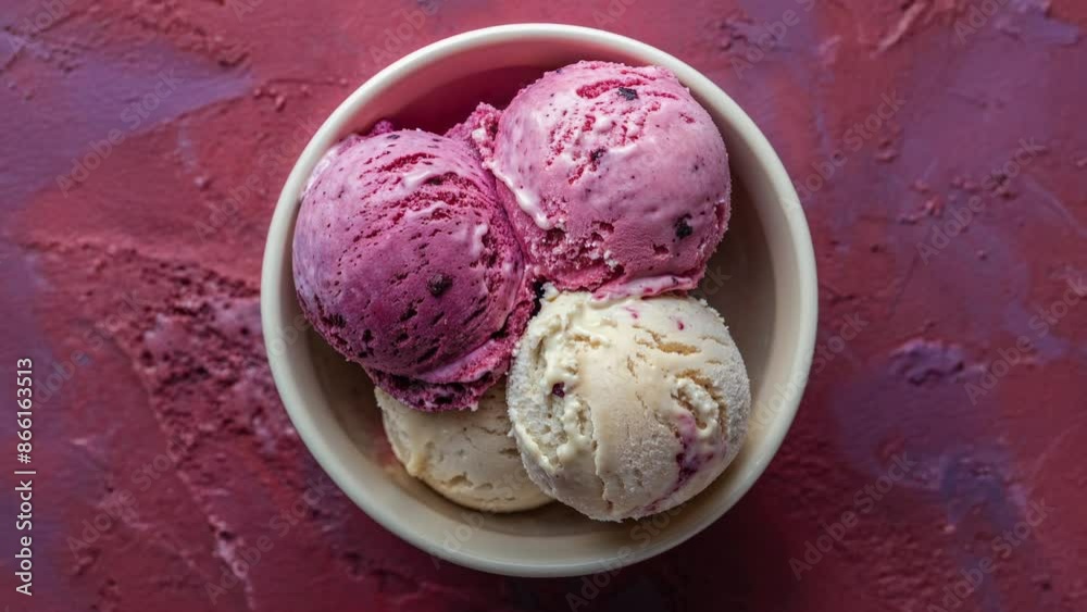 Top View of Colorful Ice Cream Scoops in Bowl